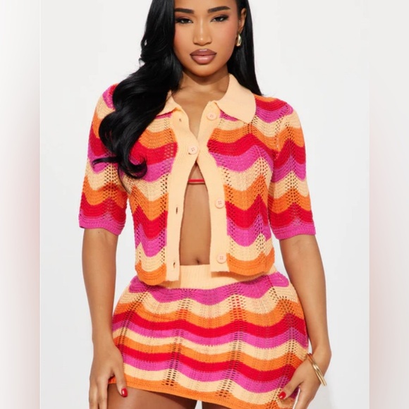 NWT, Micas, Sunset Groove Crochet Skirt Set - Multi Color, XS - Picture 2 of 7